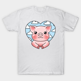 Pig in a heart with clouds T-Shirt